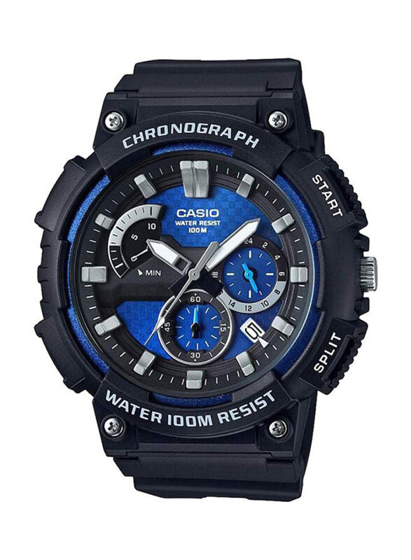 

Casio Youth Analog Watch for Men with Resin, Water Resistant & Chronograph, MCW-200H-2AVDF, Blue-Black