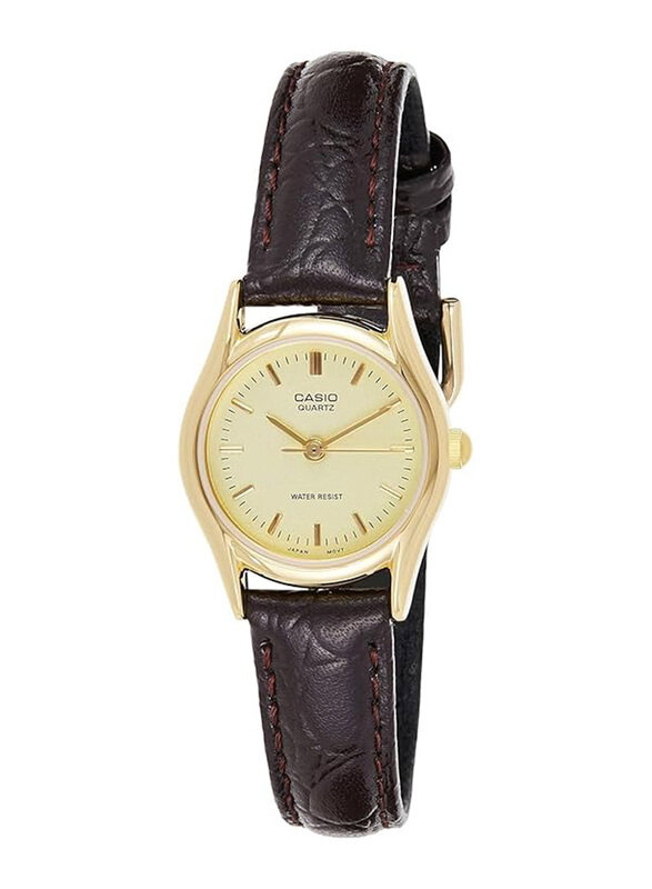 

Casio Analog Watch for Women with Leather Band, Water Resistant, LTP-1094Q-9ARDF, Brown-Gold