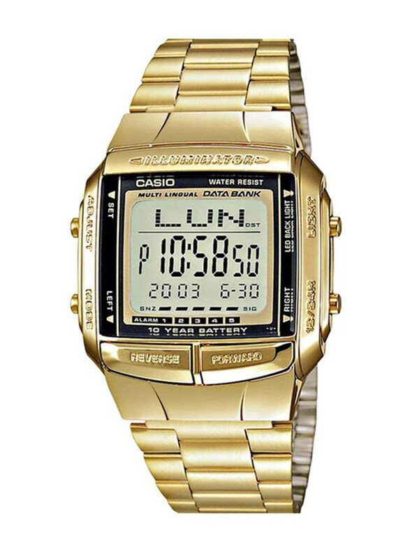 

Casio Digital Watch for Men with Stainless Steel Band, Water Resistant, DB-360G-9A, Gold-Grey