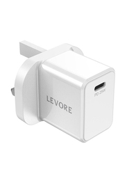Levore 25W UK Wall Charger, White