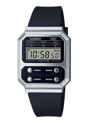 Casio Vintage Digital Watch for Unisex with Resin Band, Water Resistant, A100WEF-1A, Black-Black