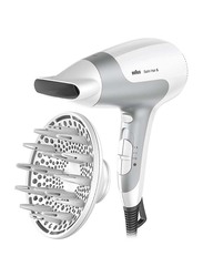 Braun Satin Hair 5 Power Hair Dryer with Diffuser, 2500W, HD585, Grey/White