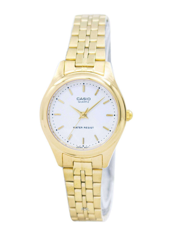 

Casio Analog Watch for Women with Stainless Steel Band, Water Resistant, LTP-1129N-7A, Gold-White