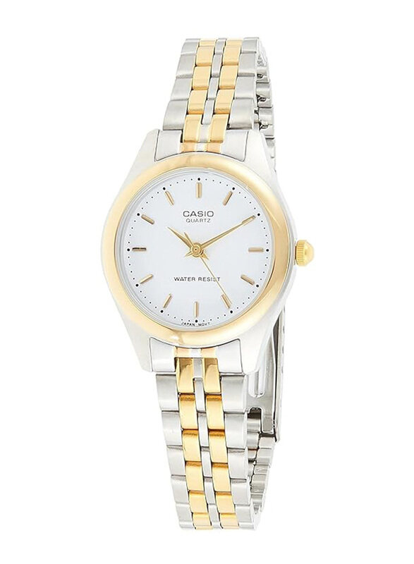 

Casio Analog Watch for Women with Stainless Steel Band, Water Resistant, LTP-1129G-7ARDF, Multicolour-White