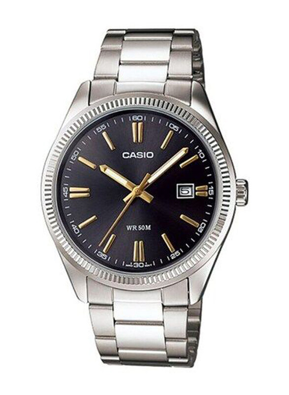 

Casio Enticer Analog Watch for Men with Stainless Steel Band, Water Resistant, MTP-1302D-1A2VDF, Silver-Black