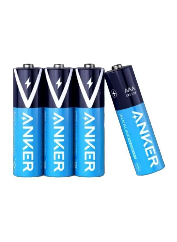 Anker AAA Alkaline Batteries, 4 Pieces, Blue/Black/White