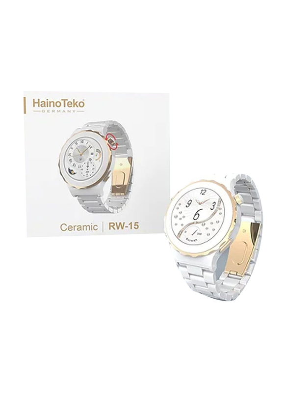 Haino Teko 46mm Ceramic Smart Watch With 3 Straps, RW-15, White