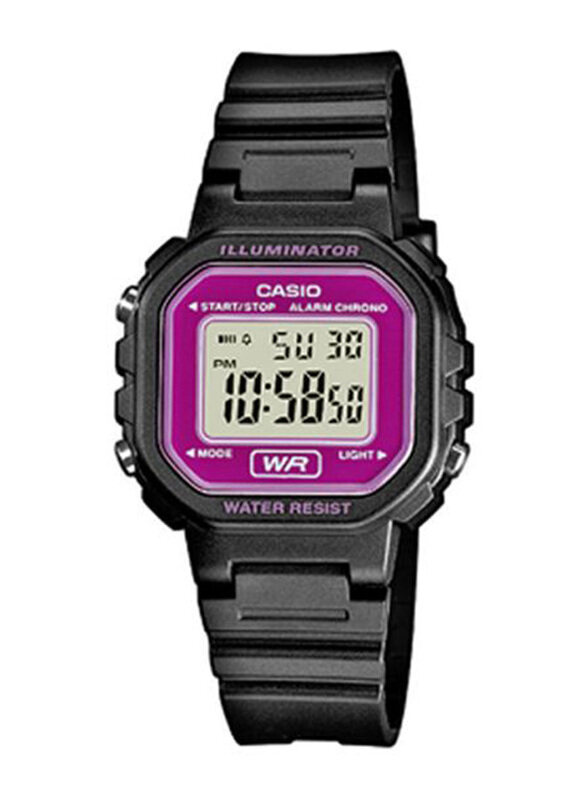 

Casio Digital Watch for Women with Plastic Band, Water Resistant, LA-20WH-4AEF, Black-Purple