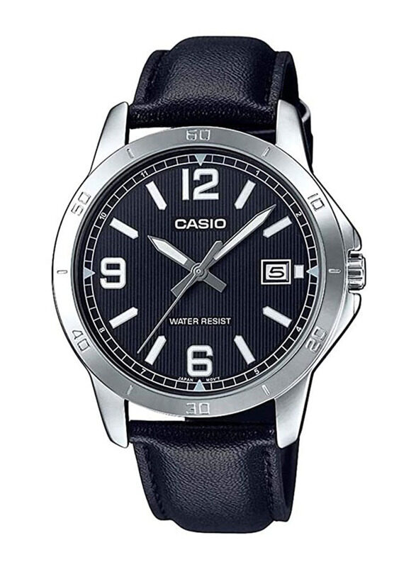 

Casio Standard Analog Watch for Men with Leather Band, Water Resistant, MTP-V004L-1BUDF, Black