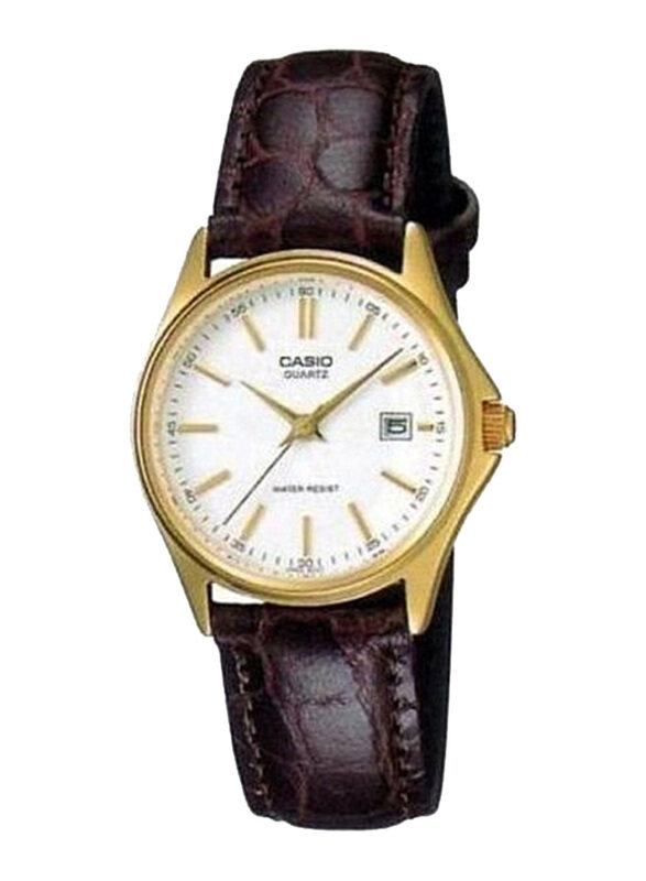 

Casio Analog Watch for Women with Leather Band, Water Resistant, LTP-1183Q-7ADF, Brown-White