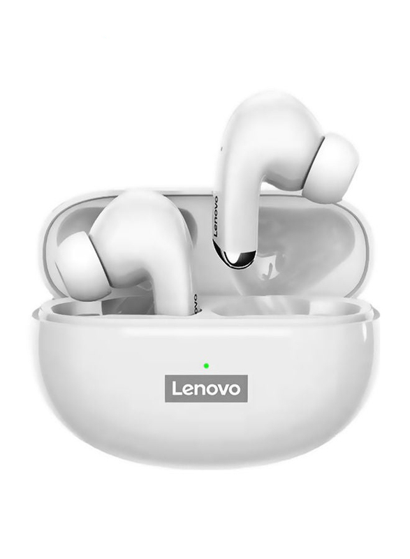 Lenovo LP5-W True Wireless In-Ear Earbuds with Touch Control, White