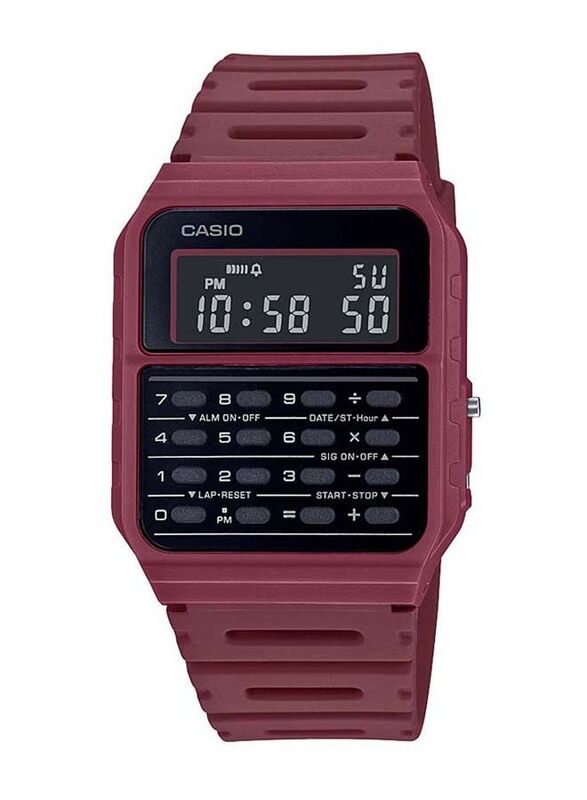 

Casio Digital Watch Unisex with Resin Band, Water Resistant, CA-53WF-4BDF, Maroon-Black