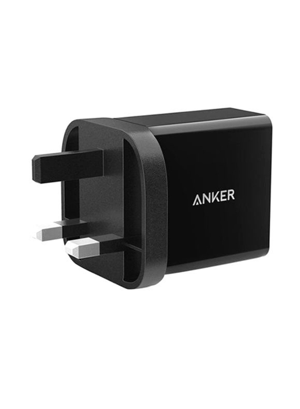 Anker 24W 2-Port USB UK Wall Charger Adapter, Black