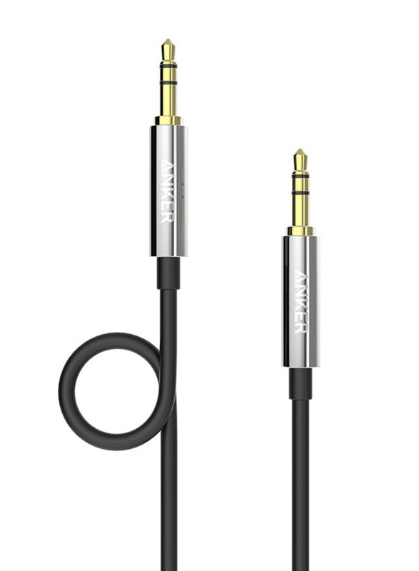 Anker 2-Feet 3.5 mm Aux Auxiliary Cable, 3.5 mm Aux Male to 3.5 mm Aux for Audio Devices, Black/Grey/Gold