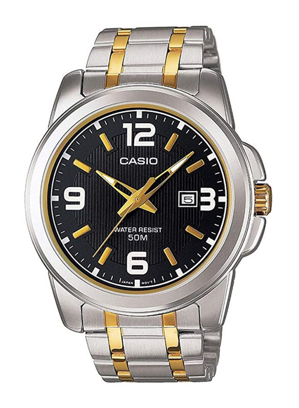 

Casio Analog Watch for Men with Stainless Steel Band, Water Resistant, MTP-1314SG-1AVDF, Silver/Gold-Black