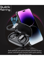 Promate Sporty On-Ear Bluetooth V5.3 Noise Cancelling with Mic True & Wireless Charging Case for iPhone 14, Black