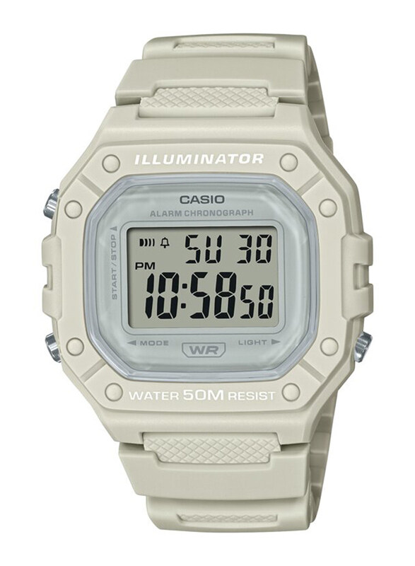

Casio Pop Digital Watch Unisex with Resin Band, Water Resistant, W-218HC-8AV, White-Transparent