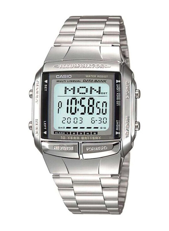 

Casio Digital Watch for Men with Stainless Steel Band, Water Resistant, DB-360-1ADF, Silver-Grey