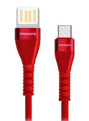 Promate 3.5-Millimeters USB Type C, Fast Charging Cable for Smartphones/Tablets, Red