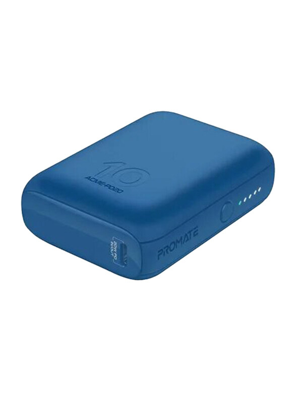 

Promate 10000mAh Ultra-Compact Power Bank with 22W PD & Quick Charge 3.0, Blue