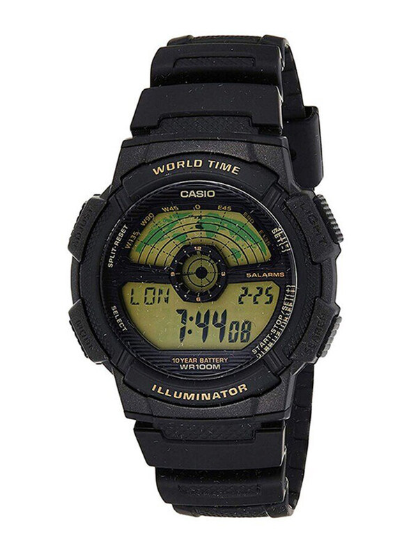 

Casio Digital Watch Unisex with Resin Band, Water Resistant, AE-1100W-1BVDF, Black-Grey