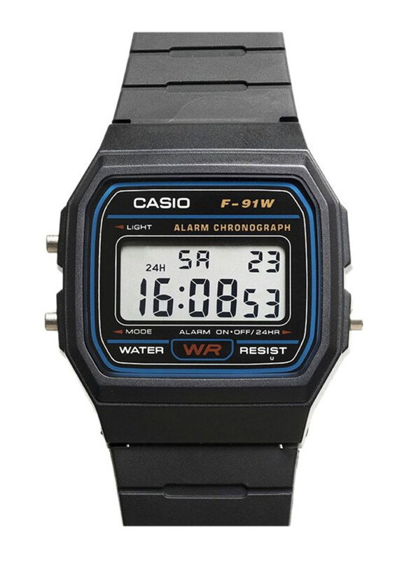 

Casio Youth Digital Watch for Men with Resin Band, Water Resistant, F91W-1DG, Black-Grey