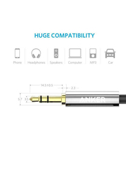 Anker 1.2-Meters 3.5 mm Aux Auxiliary Cable, 3.5 mm Aux Male to 3.5 mm Aux for Audio Devices, Black/Grey/Gold