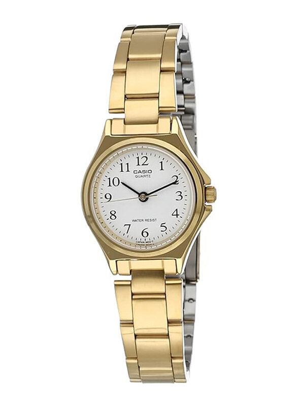 

Casio Analog Watch for Women with Stainless Steel Band, Water Resistant, LTP-1130N-7BRDF, Gold-White