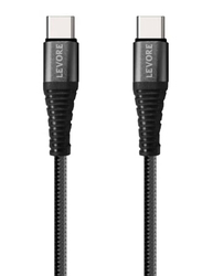 Levore 1-Meter Nylon Braided USB Type C, USB Type C to USB Type C Cable for Smartphones/Tablets, Black