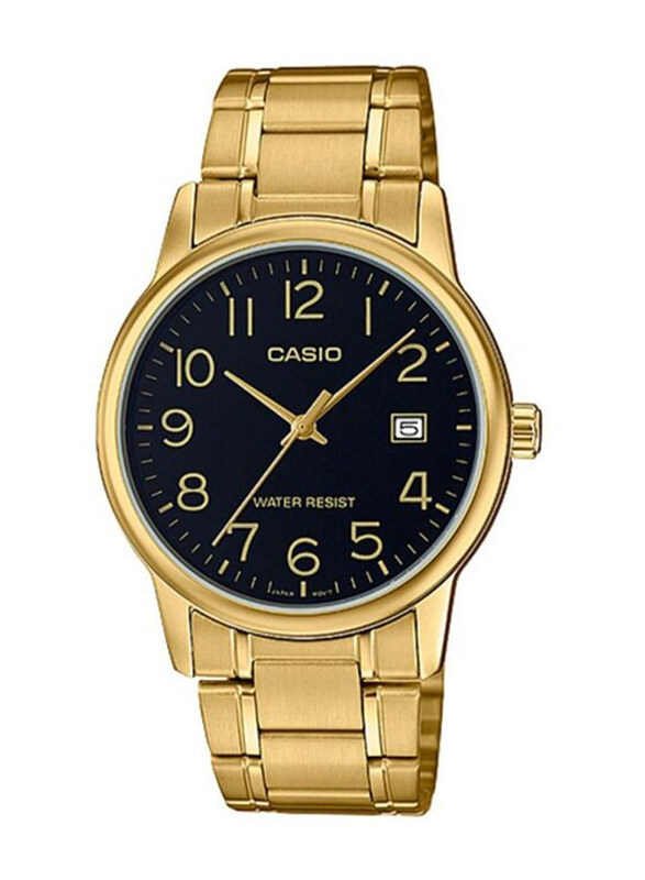 

Casio Analog Watch for Men with Stainless Steel Band, Water Resistant, MTP-V002G-1B, Gold-Black