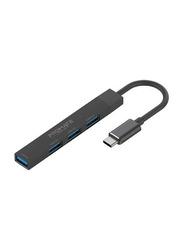 Promate 4-in-1 Multi-Port USB-C Data Hub, Black