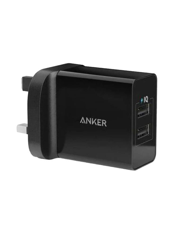 Anker PowerIQ Dual Port Travel UK Wall Charger, Black