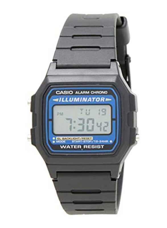 

Casio Digital Casual Watch for Men with Resin Band, Water Resistant, F105W-1A, Black-Clear