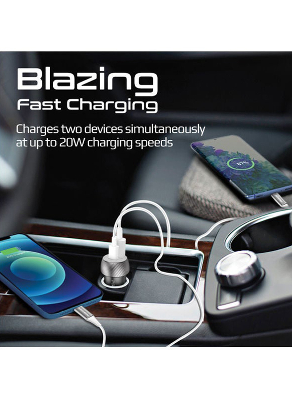 Promate 20W Quick Charging Mini Car Charger, Black