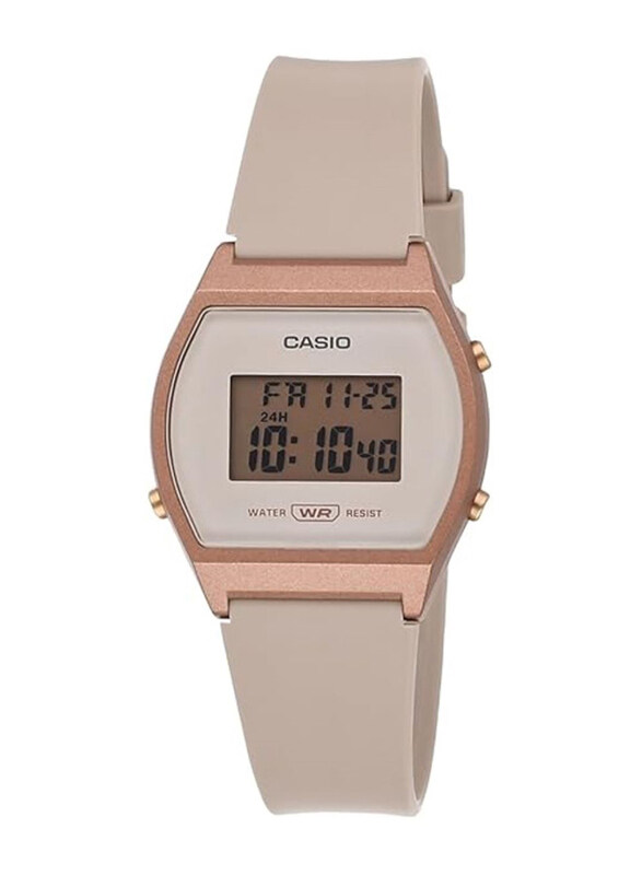 

Casio Vintage Series Digital Watch for Women with Rubber, Water Resistant, LW-204-4ADF, Rose Gold-Beige