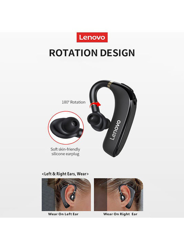 Lenovo HX106 Business In -Ear Bluetooth Headset with Touch Control, Black