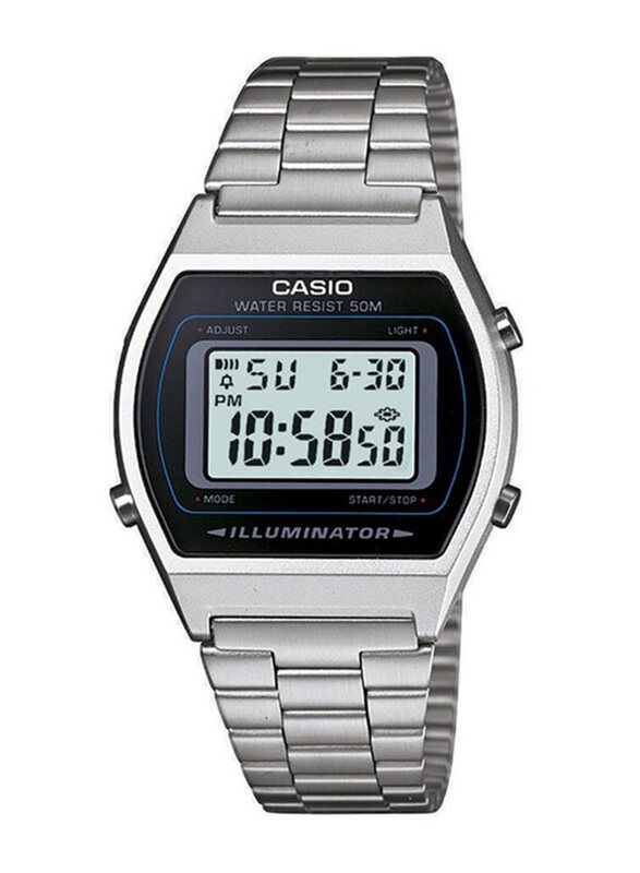 

Casio Digital Watch for Men with Stainless Steel Band, Water Resistant, B-640WD-1AV, Silver-Grey