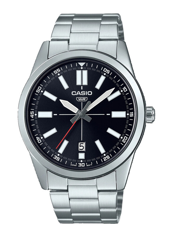 

Casio Enticer Analog Watch for Men with Stainless Steel Band, Water Resistant, MTP-VD02D-1E, Silver-Black