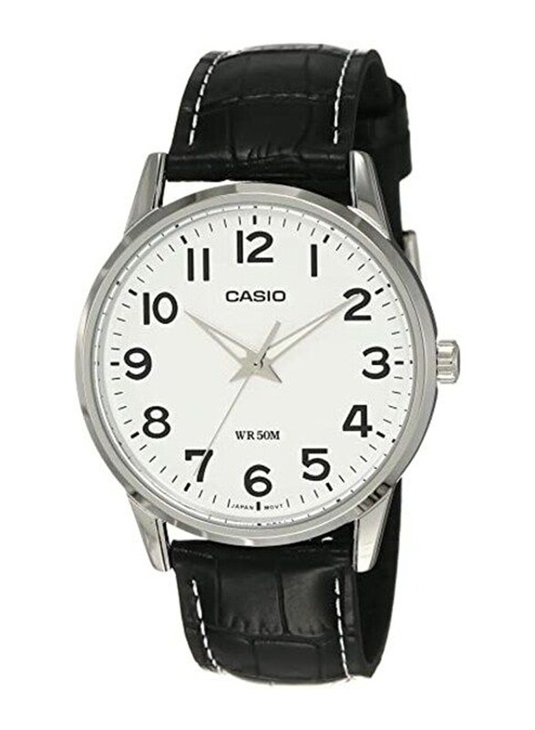 

Casio Analog Watch for Men with Leather Band, Mtp-1303L-7Bvdf, Black-White
