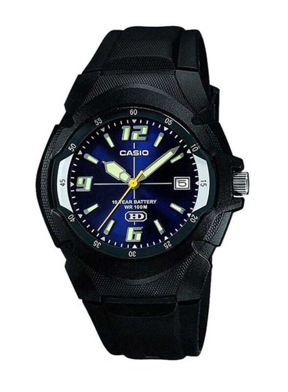 

Casio Analog Watch for Men with Resin Band, Water Resistant, MW-600F-2AVDF, Black-Blue