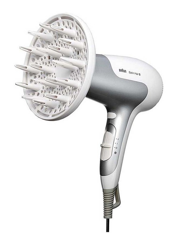 Braun Satin Hair 5 Power Hair Dryer with Diffuser, 2500W, HD585, Grey/White