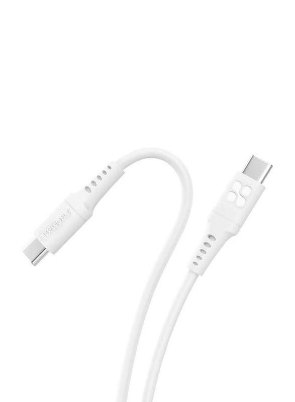 Promate 1.2-Meter USB Type C Cable, Soft Silicon Power Delivery Ultra-Fast 60W USB Type C Cable for Smartphones/Tablets, White