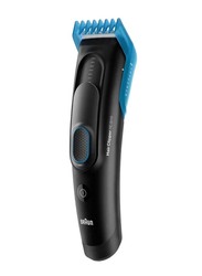 Braun Hair Clipper with 1 Comb and 8 Precise Length Settings, HC5010, Black/Blue