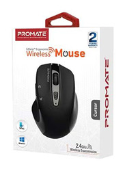 Promate 2.4Ghz 1600DPI Portable Precision Tracking EzGrip Ergonomic Optical Mouse, Black