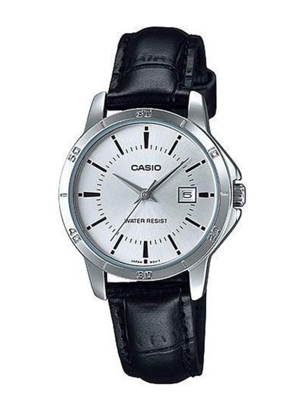 

Casio Analog Watch for Women with Leather Band, Water Resistant, LTP-V004L-7A, Black-Silver