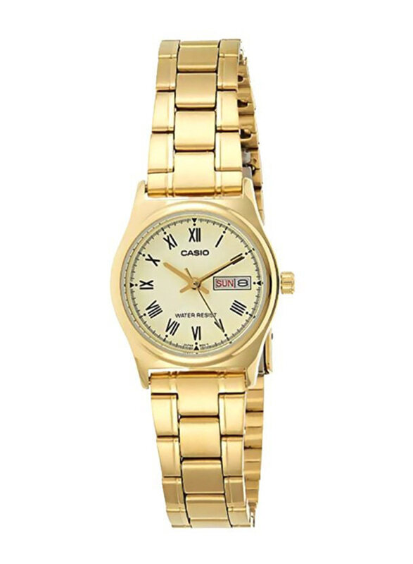 

Casio Dress Analog Watch for Women with Stainless Steel, Water Resistant, LTP-V006G-9BUDF, Beige-Gold