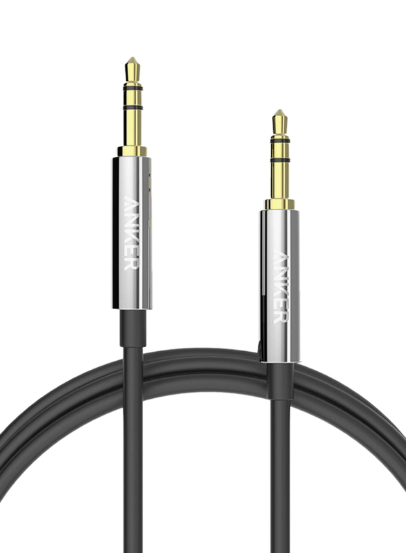 Anker 2-Feet 3.5 mm Aux Auxiliary Cable, 3.5 mm Aux Male to 3.5 mm Aux for Audio Devices, Black/Grey/Gold