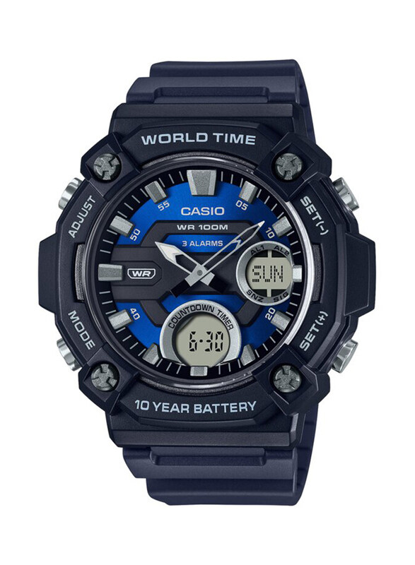 

Casio Analog-Digital Watch for Men with Resin Band, Water Resistant, AEQ-120W-2AV, Blue