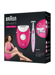 Braun Silk-epil 3 Epilator, with 2 Extras, 3420, Raspberry Pink