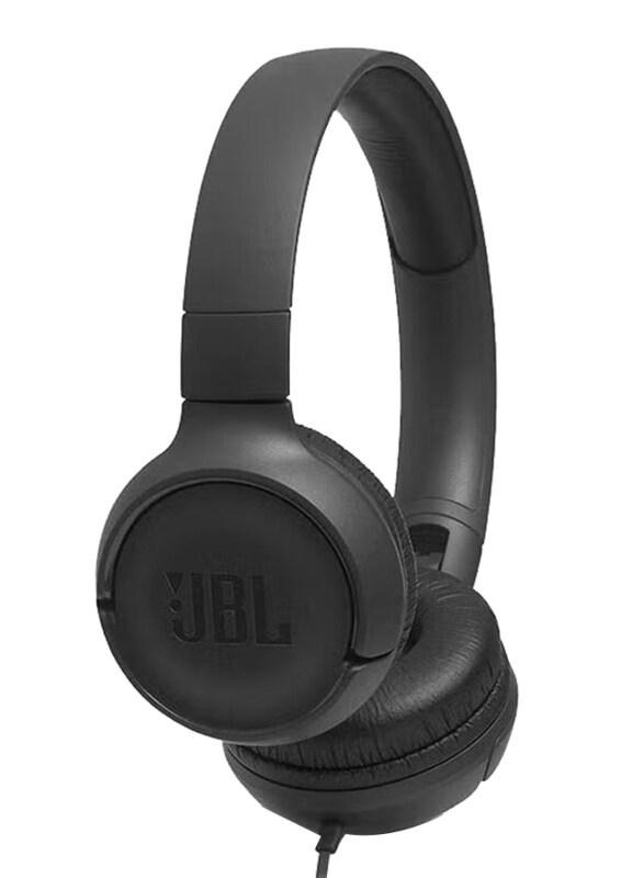 JBL T500BLK Wired On-Ear Headphones, Black